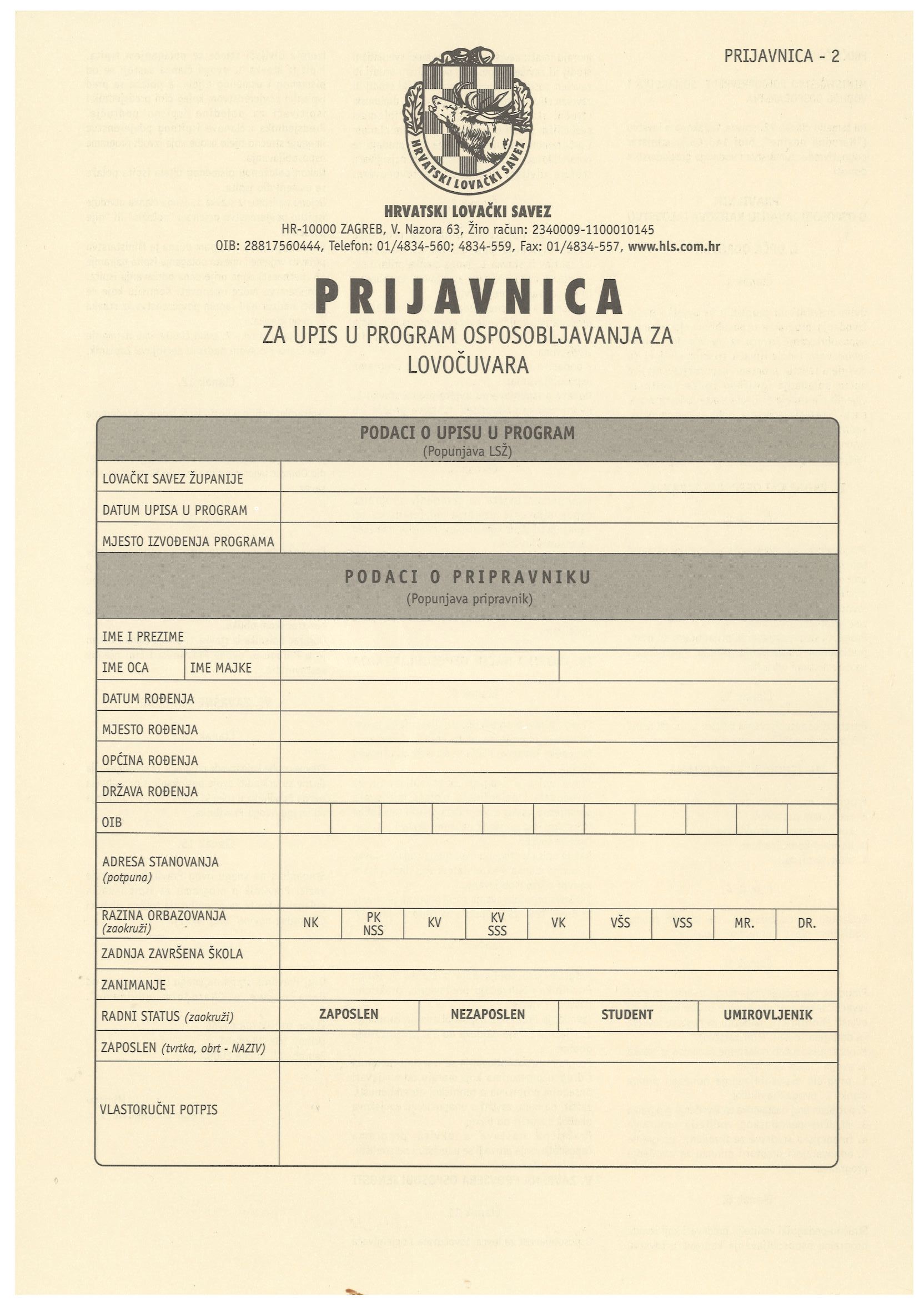 Upisi u tijeku za obrazovanje kadrova u lovstvu (lovočuvar i ocjenjivač ...